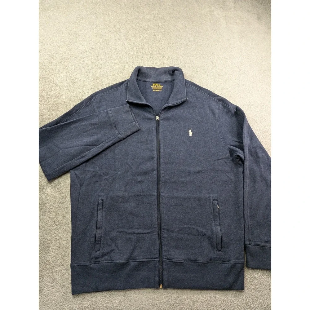 Polo Ralph Lauren Performance Mens XL Full Zip Sweatshirt Navy Blue Heather
